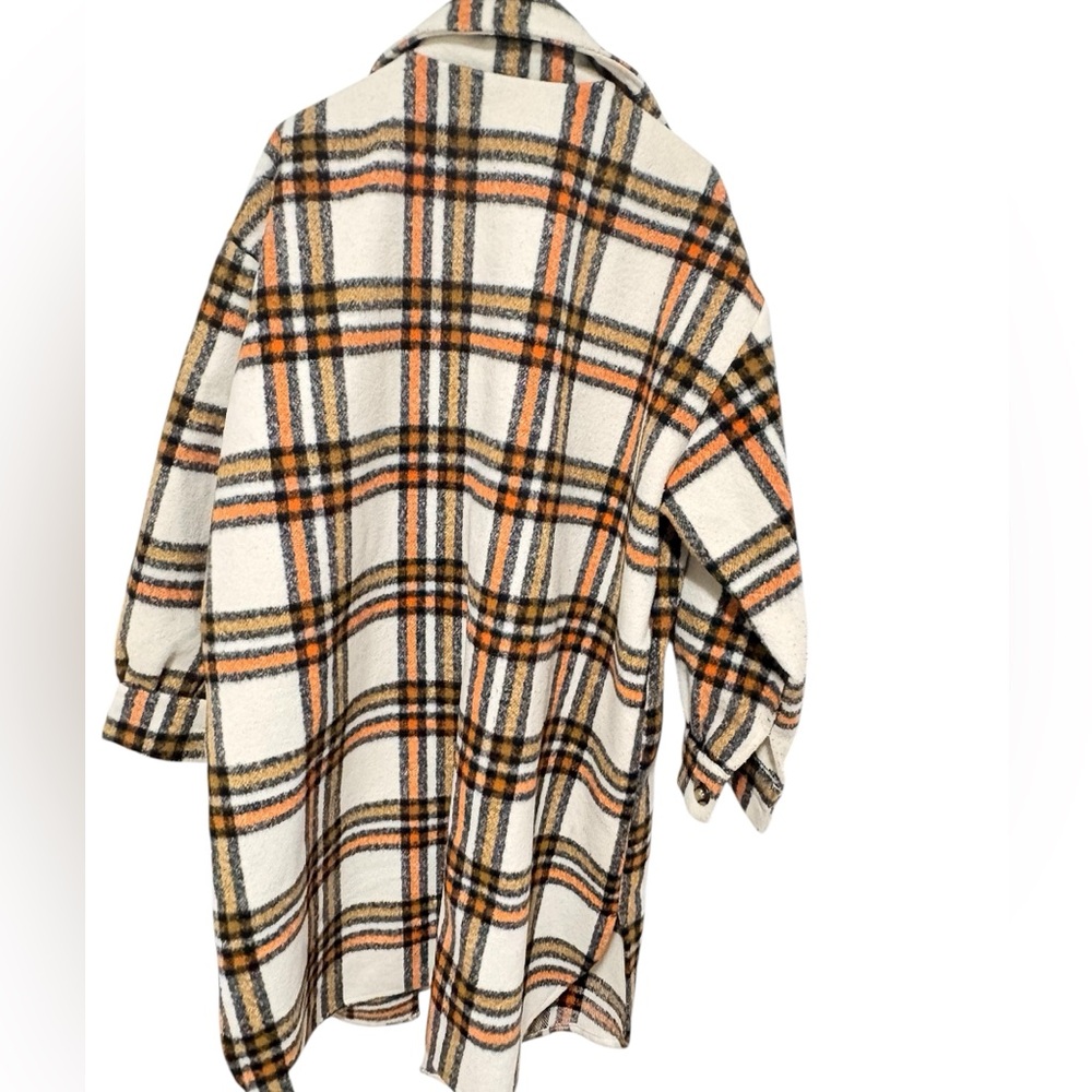 Fashion Nova Plaid Trench Coat - Cream, Black, Brown, Tan - Picture 2 of 4